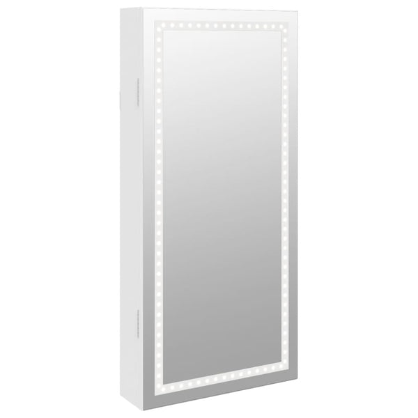 Mirror Jewellery Cabinet With Led Lights Wall Mounted White Mirrors