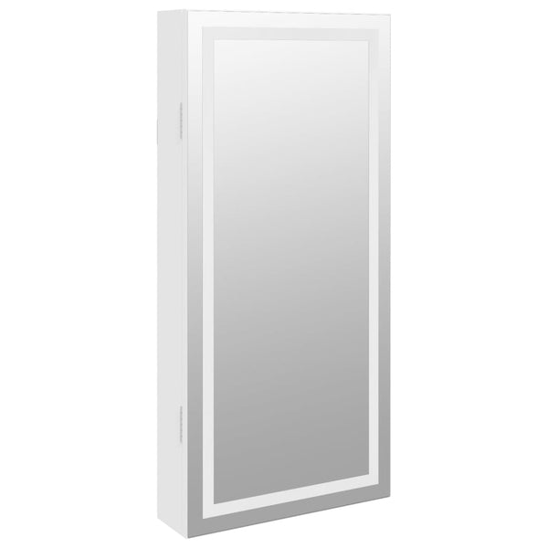 Mirror Jewellery Cabinet With Led Lights Wall Mounted White Mirrors