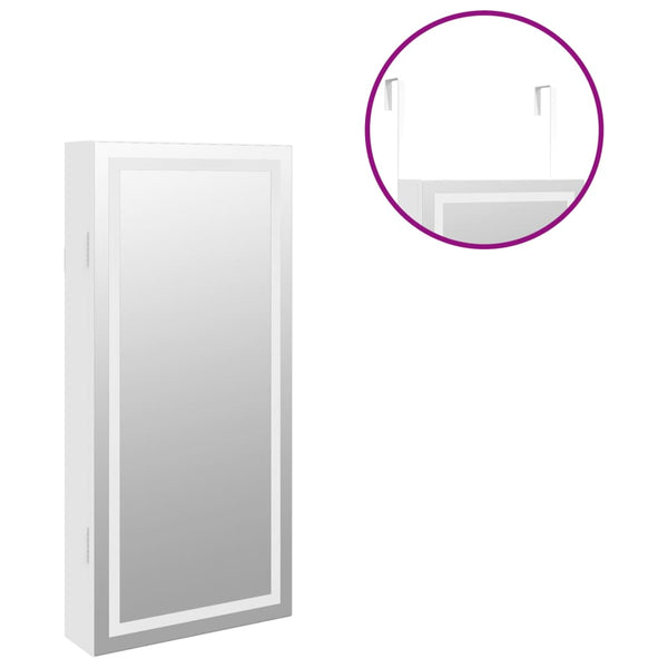 Mirror Jewellery Cabinet With Led Lights Wall Mounted White Mirrors