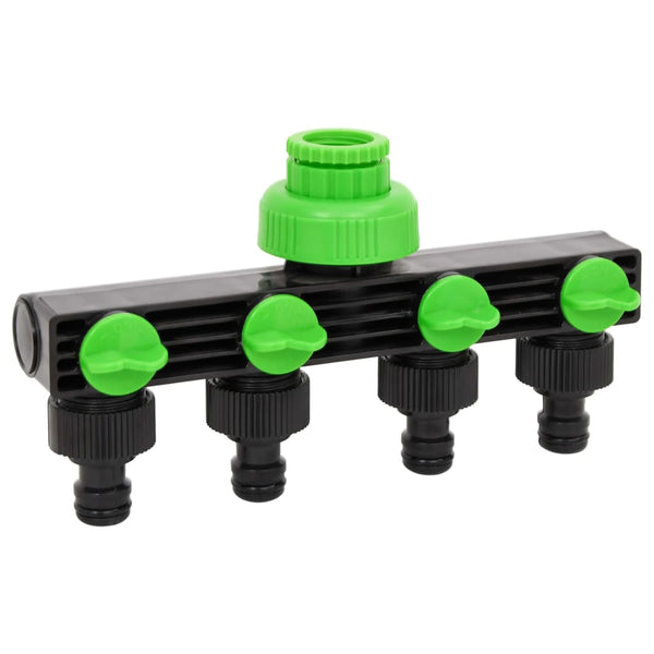 Vidaxl 4 Way Tap Adaptor Green And Black 19.5X6x11 Cm Abs & Pp Lawn Sprinklers & Sprinkler Heads