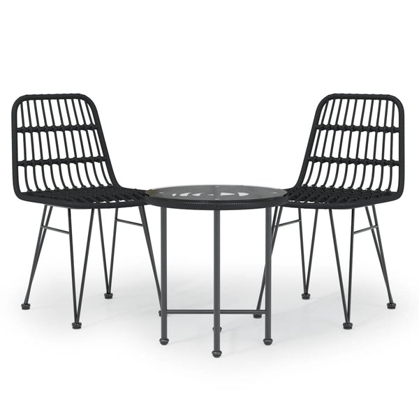 3 Piece Garden Dining Set Black Poly Rattan Outdoor Dining Sets