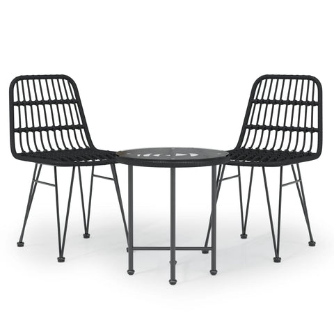 3 Piece Garden Dining Set Black Poly Rattan Outdoor Dining Sets