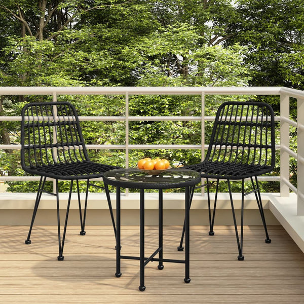 3 Piece Garden Dining Set Black Poly Rattan Outdoor Dining Sets
