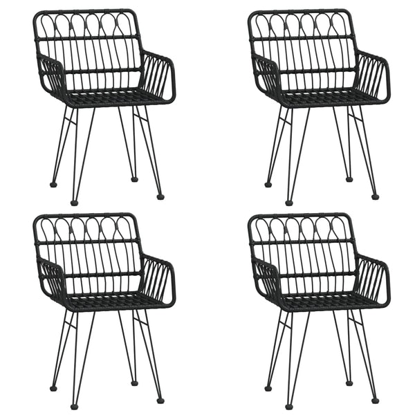 5 Piece Garden Dining Set Black Poly Rattan Outdoor Dining Sets