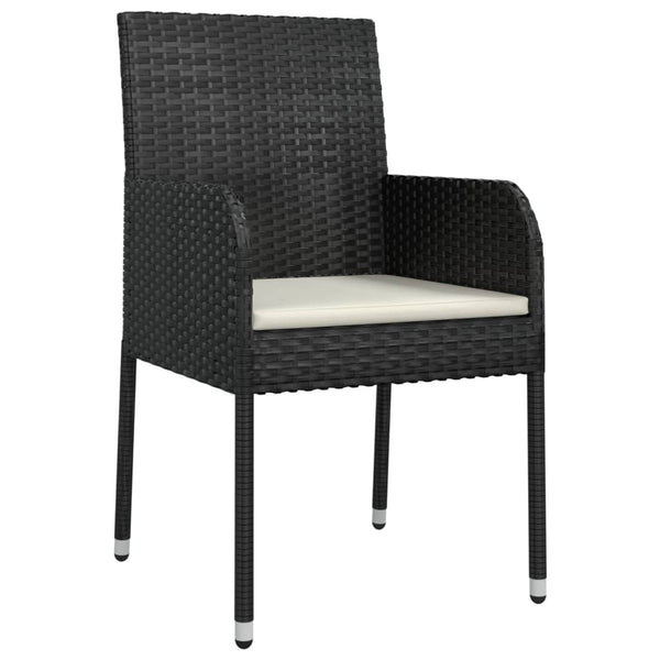 Vidaxl 9 Piece Garden Dining Set With Cushions Black Poly Rattan Outdoor Dining Sets