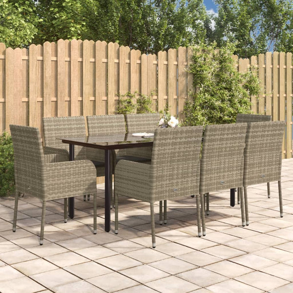 9 Piece Garden Dining Set With Cushions Black And Grey Poly Rattan Outdoor Dining Sets