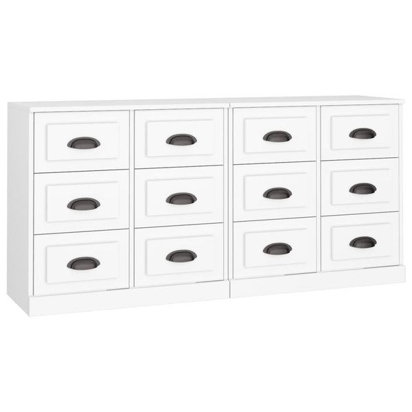 Sideboards 2 Pcs White Engineered Wood Sideboards & Buffets