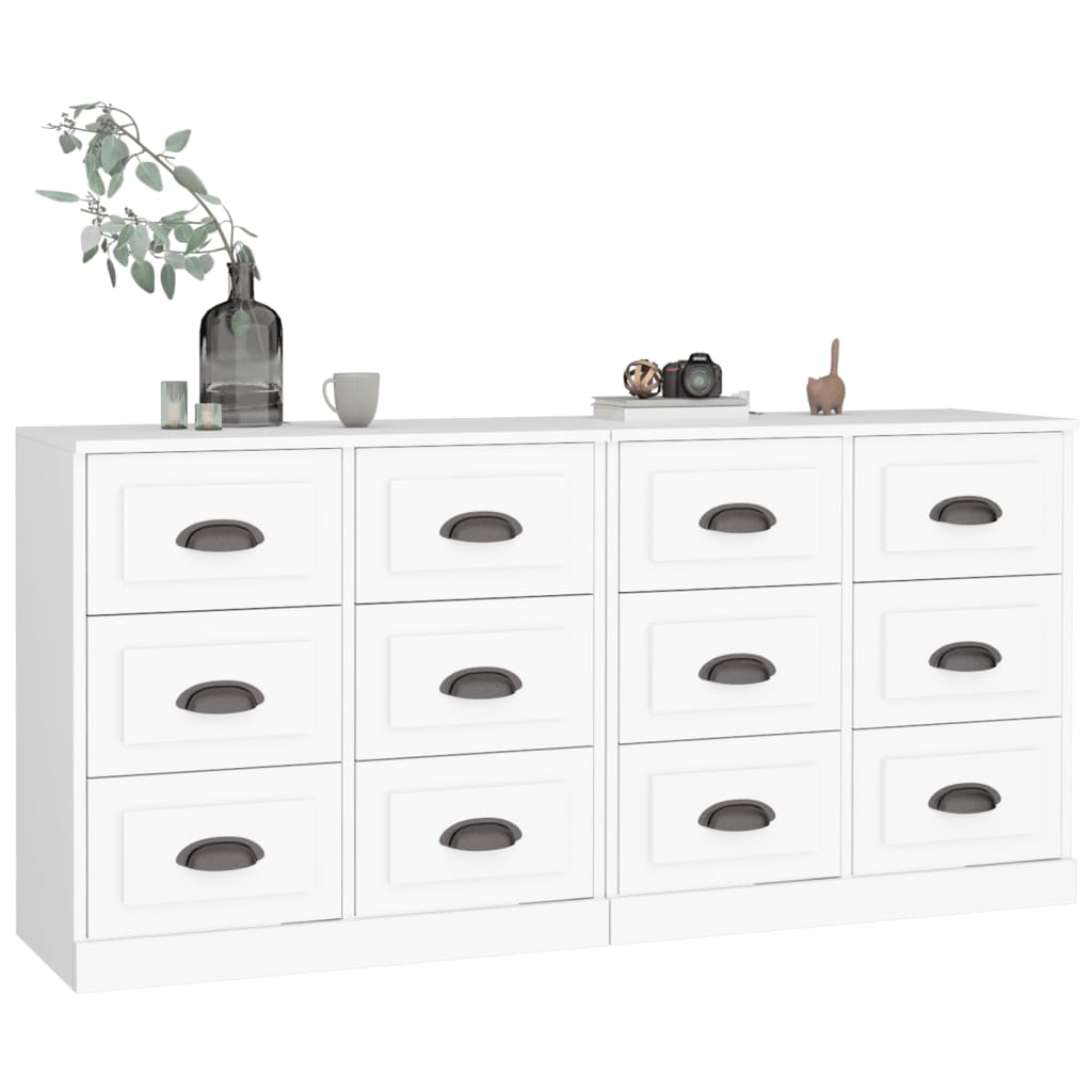 Sideboards 2 Pcs White Engineered Wood Sideboards & Buffets