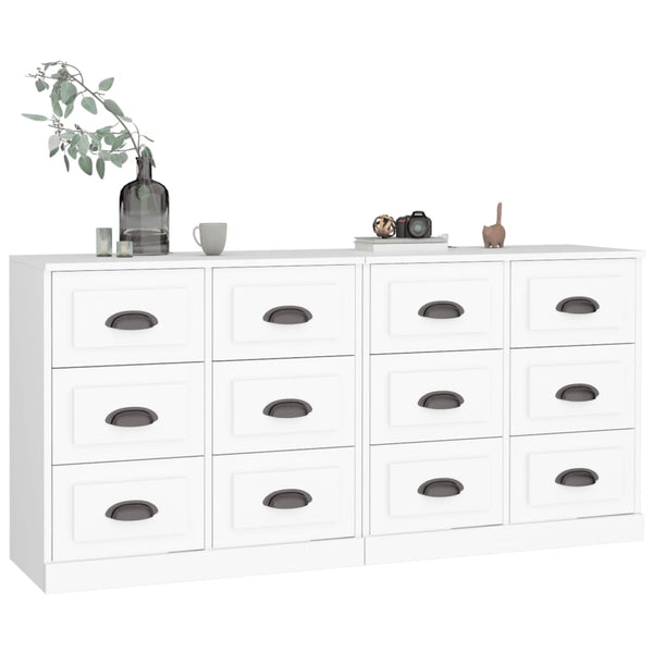 Sideboards 2 Pcs White Engineered Wood Sideboards & Buffets