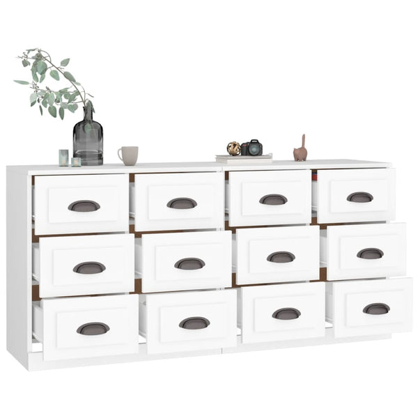 Sideboards 2 Pcs White Engineered Wood Sideboards & Buffets