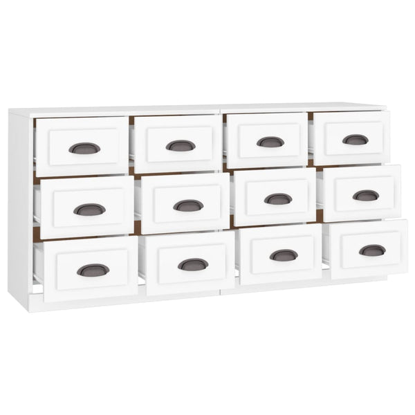 Sideboards 2 Pcs White Engineered Wood Sideboards & Buffets
