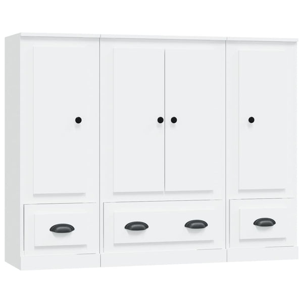 Highboards 3 Pcs White Engineered Wood Sideboards & Buffets