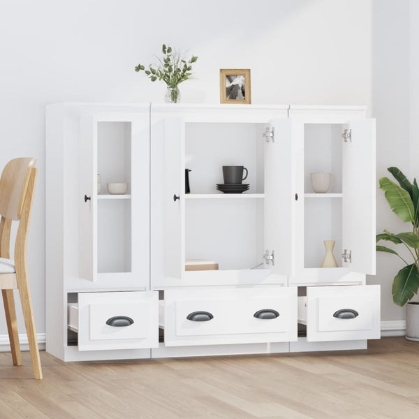 Highboards 3 Pcs White Engineered Wood Sideboards & Buffets