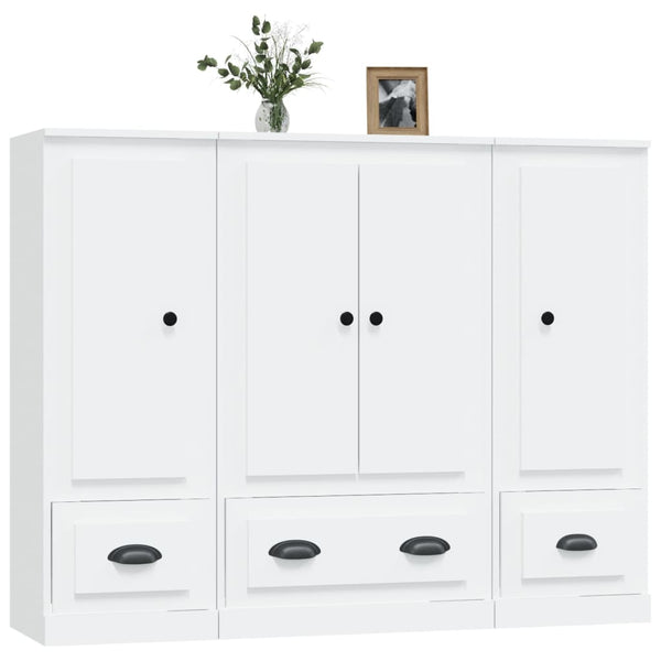 Highboards 3 Pcs White Engineered Wood Sideboards & Buffets