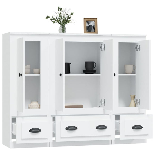 Highboards 3 Pcs White Engineered Wood Sideboards & Buffets