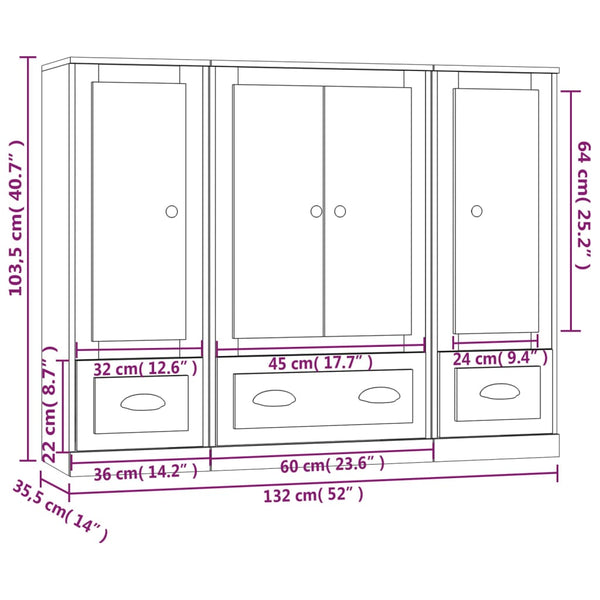 Highboards 3 Pcs White Engineered Wood Sideboards & Buffets