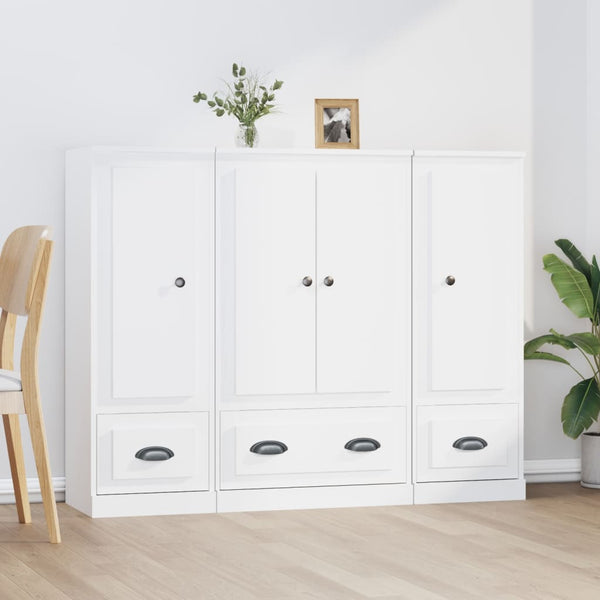 Highboards 3 Pcs White Engineered Wood Sideboards & Buffets