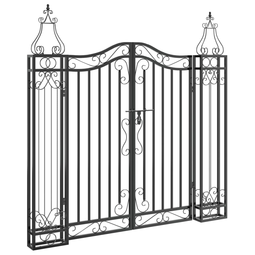 Garden Gate Black 121X8x120 Cm Wrought Iron Gates