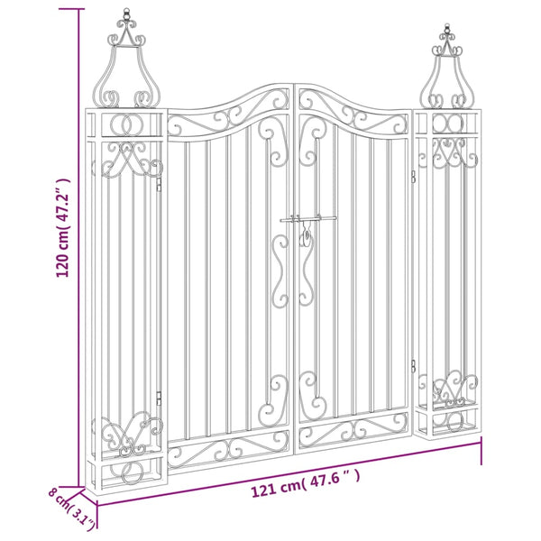 Garden Gate Black 121X8x120 Cm Wrought Iron Gates