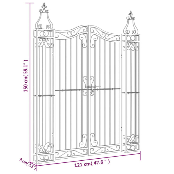 Garden Gate Black 121X8x150 Cm Wrought Iron Gates
