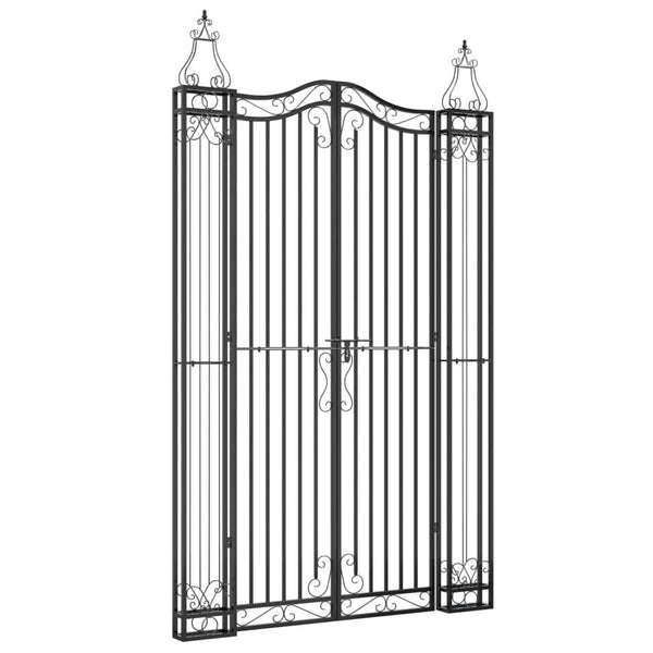 Garden Gate Black 121X8x200 Cm Wrought Iron Gates