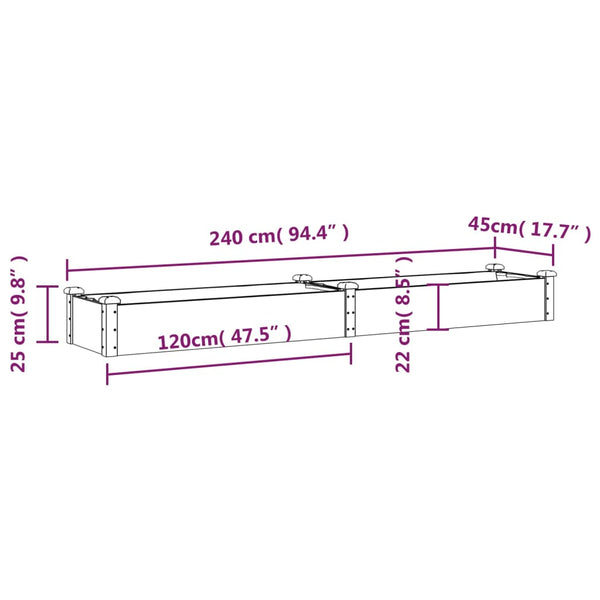 Vidaxl Garden Raised Bed With Liner 240X45x25 Cm Solid Wood Fir Raised Garden Beds