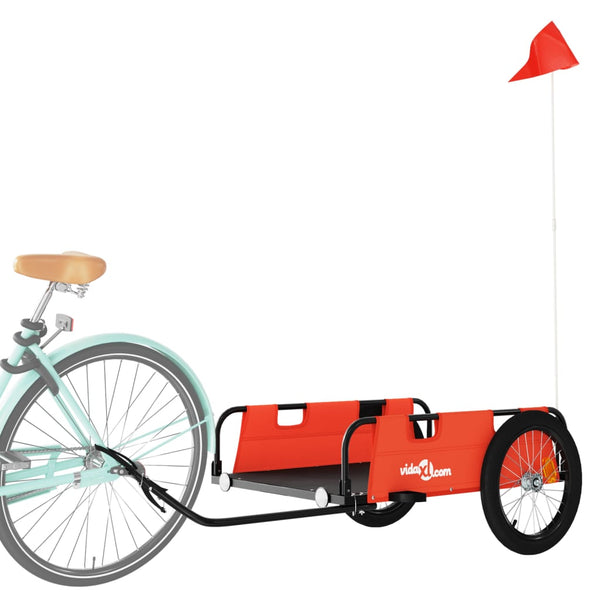 Cargo Bike Trailer Orange Oxford Fabric And Iron