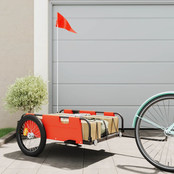 Cargo Bike Trailer Orange Oxford Fabric And Iron