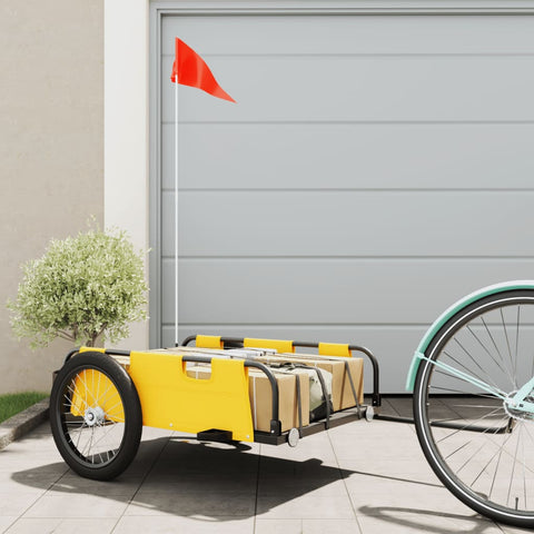 Cargo Bike Trailer Yellow Oxford Fabric And Iron
