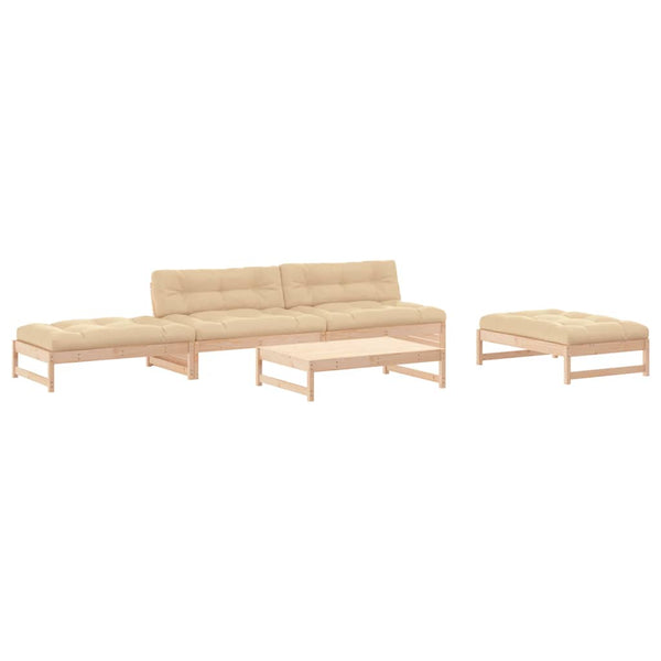 Vidaxl 5 Piece Garden Lounge Set With Cushions Solid Wood Other Patio & Garden Furniture