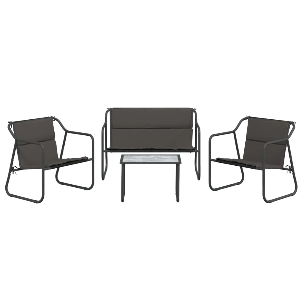 4 Piece Garden Lounge Set With Cushions Anthracite Steel Patio Furniture Sets