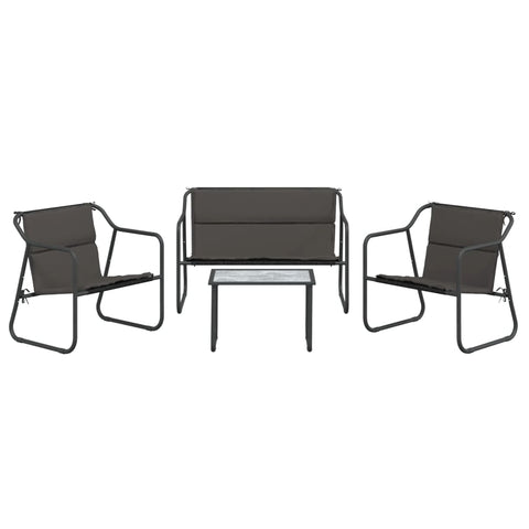 4 Piece Garden Lounge Set With Cushions Anthracite Steel Patio Furniture Sets
