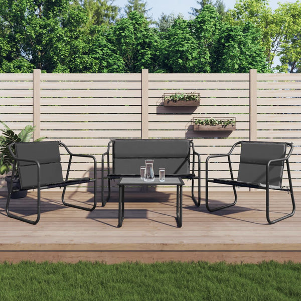 4 Piece Garden Lounge Set With Cushions Anthracite Steel Patio Furniture Sets