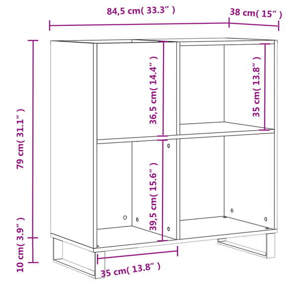 Vidaxl Record Cabinet Sonoma Oak 84.5X38x89 Cm Engineered Wood Cabinets & Cupboards