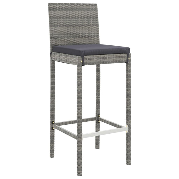9 Piece Outdoor Bar Set With Cushions Grey Poly Rattan Patio Furniture Sets