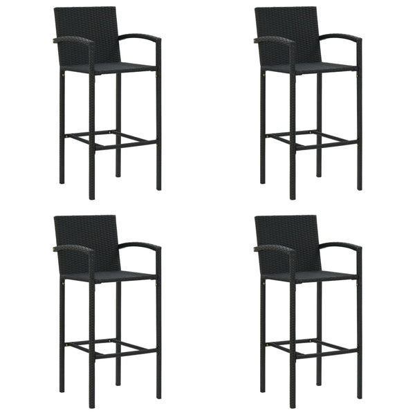 5 Piece Garden Bar Set Black Poly Rattan Patio Furniture Sets