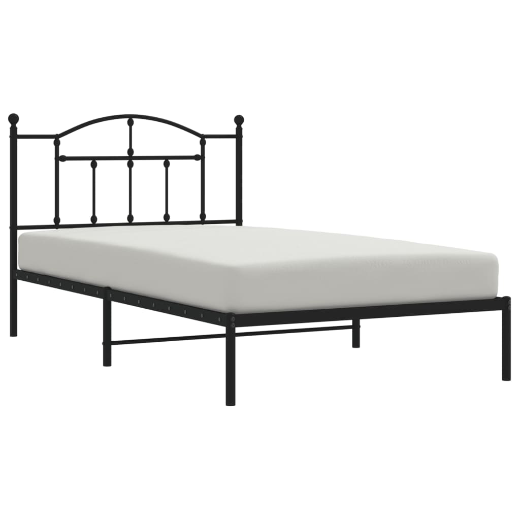 Metal Bed Frame With Headboard Black 106X203 Cm King Single Size King Single Bed Frames