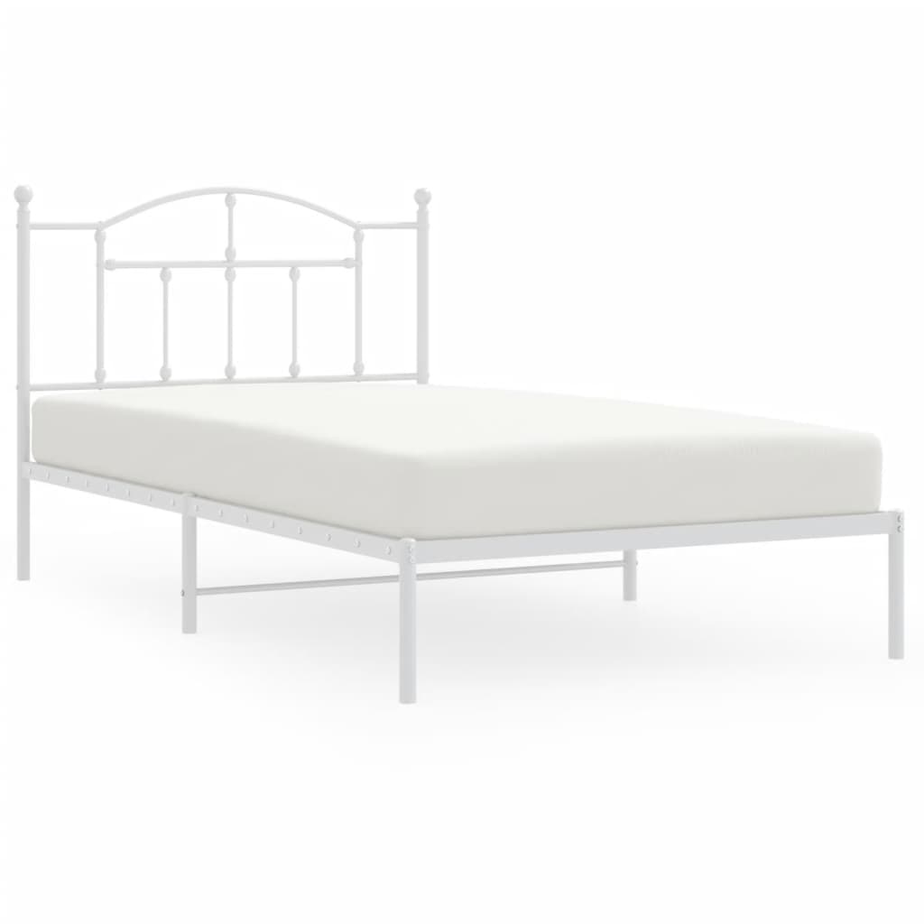 Metal Bed Frame With Headboard White 106X203 Cm King Single Size King Single Bed Frames