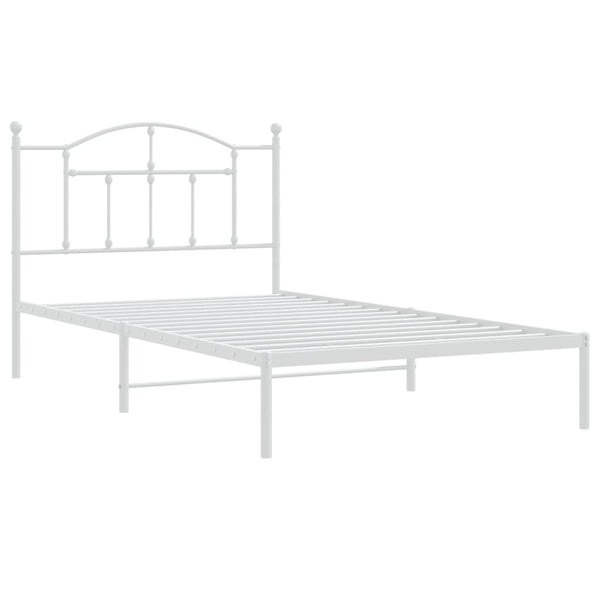 Metal Bed Frame With Headboard White 106X203 Cm King Single Size King Single Bed Frames