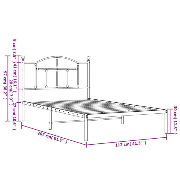 Metal Bed Frame With Headboard White 106X203 Cm King Single Size King Single Bed Frames