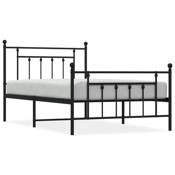 Metal Bed Frame With Headboard And Footboard Black 107X203 Cm King Single Size King Single Bed Frames