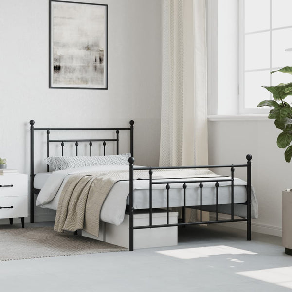 Metal Bed Frame With Headboard And Footboard Black 107X203 Cm King Single Size King Single Bed Frames