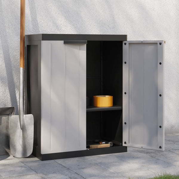 Vidaxl Outdoor Storage Cabinet Grey And Black 65X37x85 Cm Pp Tool Cabinets & Cupboards