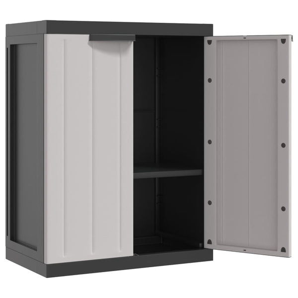 Vidaxl Outdoor Storage Cabinet Grey And Black 65X37x85 Cm Pp Tool Cabinets & Cupboards