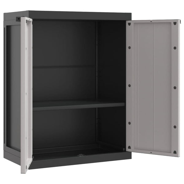 Vidaxl Outdoor Storage Cabinet Grey And Black 65X37x85 Cm Pp Tool Cabinets & Cupboards