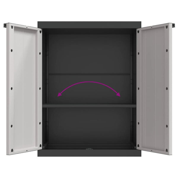 Vidaxl Outdoor Storage Cabinet Grey And Black 65X37x85 Cm Pp Tool Cabinets & Cupboards
