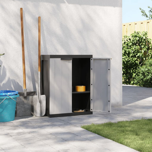 Vidaxl Outdoor Storage Cabinet Grey And Black 65X37x85 Cm Pp Tool Cabinets & Cupboards