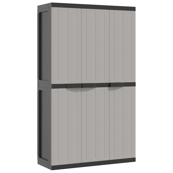 Vidaxl Outdoor Storage Cabinet Grey And Black 97X37x165 Cm Pp Kitchen Cabinet Doors And Fronts