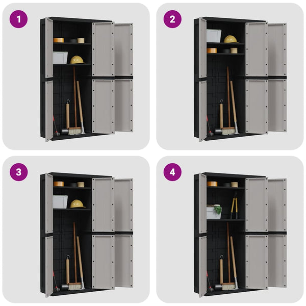Vidaxl Outdoor Storage Cabinet Grey And Black 97X37x165 Cm Pp Kitchen Cabinet Doors And Fronts