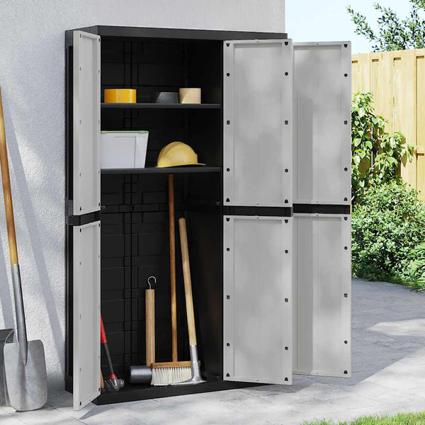 Vidaxl Outdoor Storage Cabinet Grey And Black 97X37x165 Cm Pp Kitchen Cabinet Doors And Fronts
